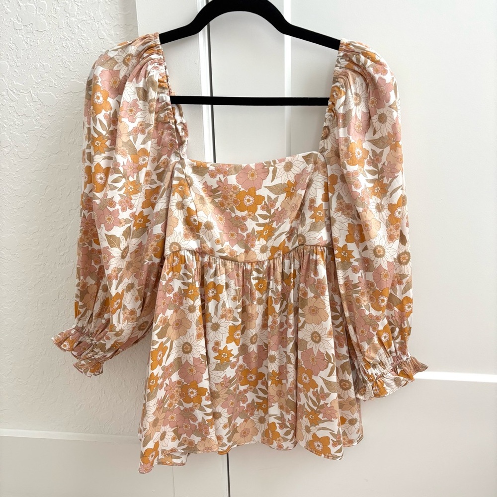 Storia Retro Floral Babydoll Top
